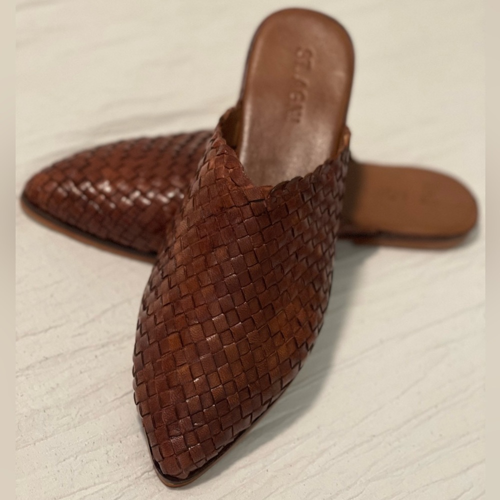 St. Agni Shoes | New | St Agni Leather Caio Woven Mules | Sz 39 | Brown
